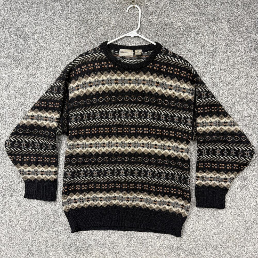 Vintage 80s 90s Peterborough Row Sweater Mens S Fair Isle Nordic Wool England